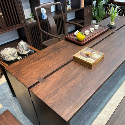 金木茶桌茶桌一体椅乌泡椅台办高档茶一桌实木大板五新组合中式公