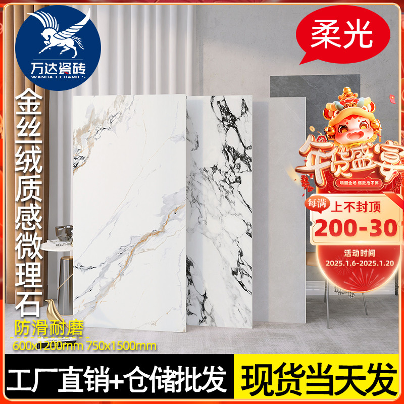 金丝绒质感微理石瓷砖600x1200柔光砖750x1500客厅地板砖厨卫墙砖