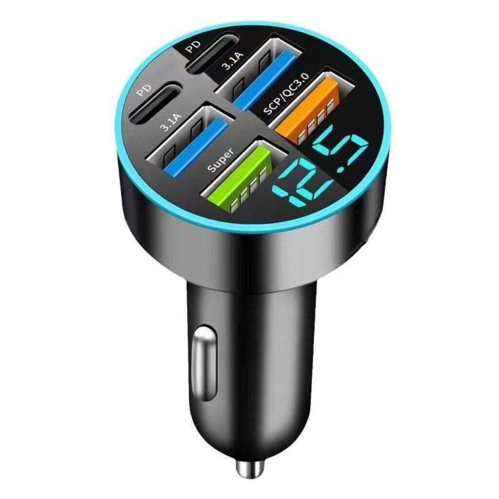 车载充电器超级快充PD+QC3.0合金数显多功能66W工厂跨境直销