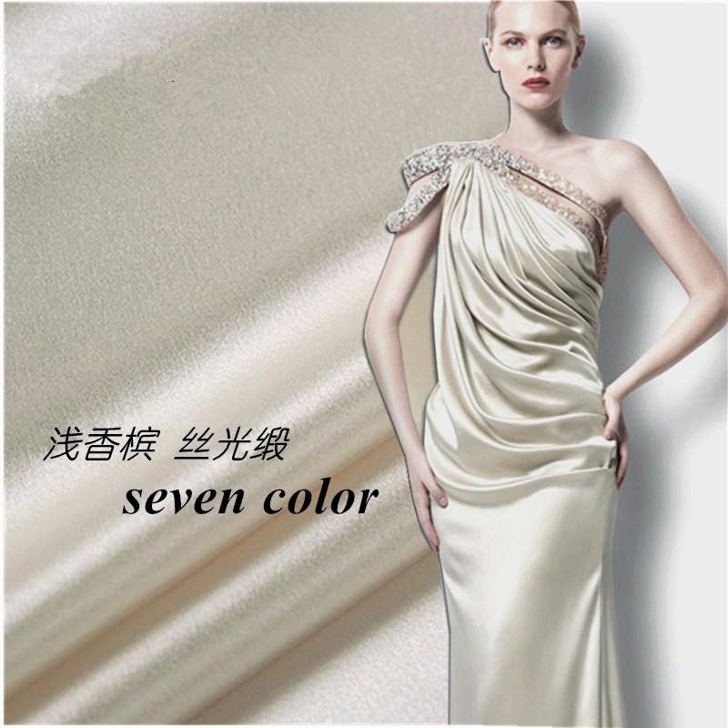 浅香槟·重磅双面缎垂坠亮光缎面料纯色绸服装布料时装婚纱礼服布