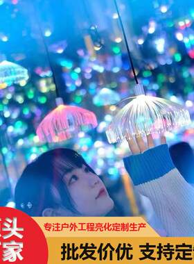 水母光纤灯音乐餐厅酒吧台走廊创意个性七彩变色装饰小吊灯网红灯