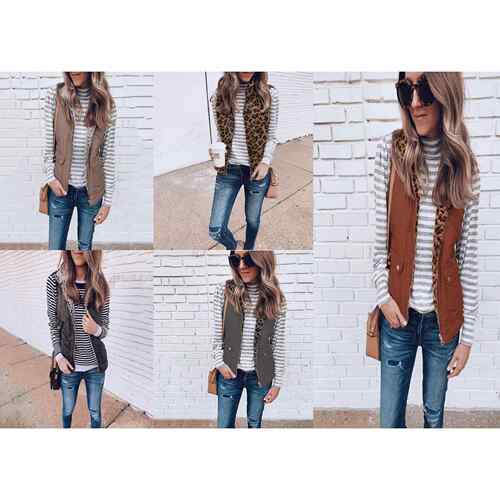 Zipper, double-sided pocket, women's top, vest, vest