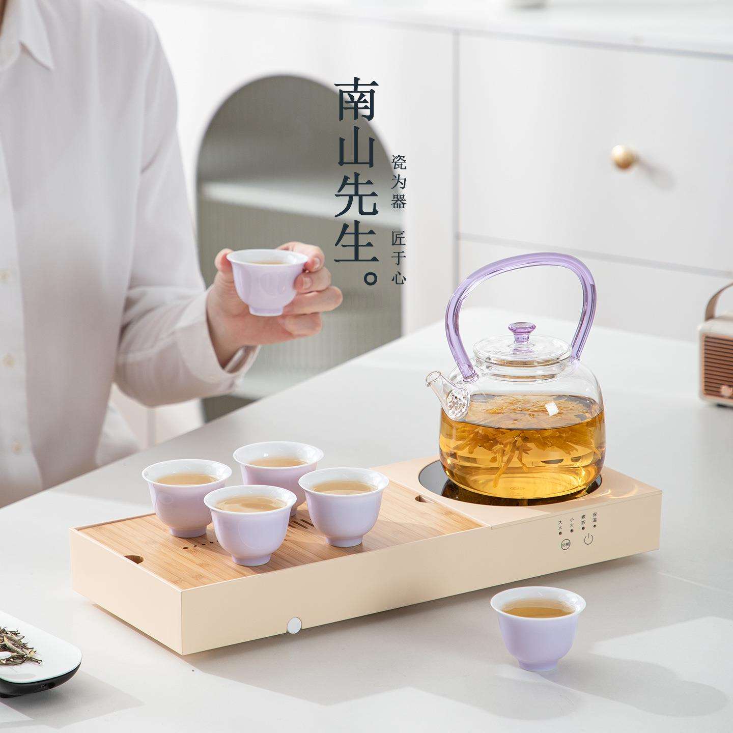 南山先生静思电陶炉煮茶壶耐高温玻璃茶盘套装家用烧开水茶具套装