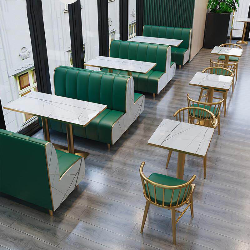 奶茶店桌椅组合餐厅卡座沙发咖啡厅饭店休闲椅子商用西餐厅靠墙Z