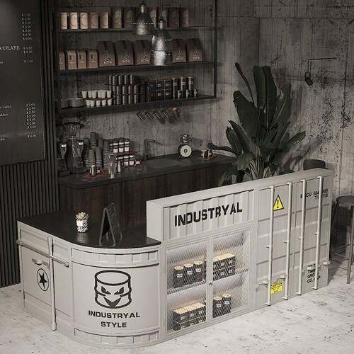 工业风铁艺吧台收银台集装箱奶茶店服装店创意复古前台接待台