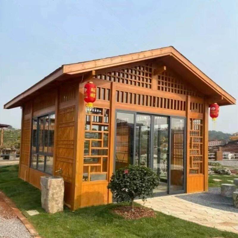 户外仿古花园别墅茶室防腐木可移动简易木屋中式庭院凉亭日式房子