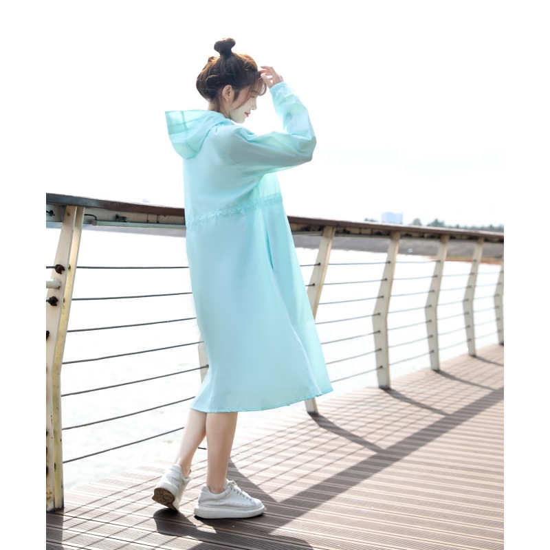 #135华海女士雨衣日韩女款透气轻薄长款防水休闲徒步时尚风雨衣