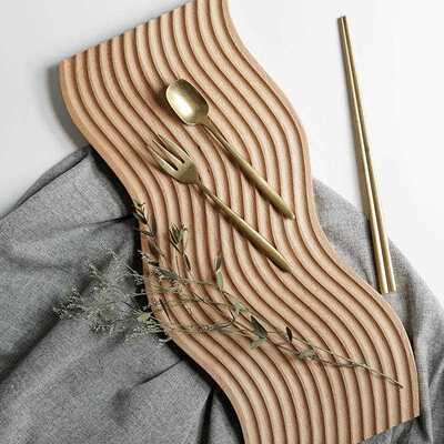 日式玄关装饰摆件香薰收纳盘水波纹木质下午围炉煮茶水果干果托盘