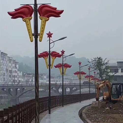 生产中国结路灯LED红冬瓜灯笼注塑红旗节日灯火炬装饰路灯