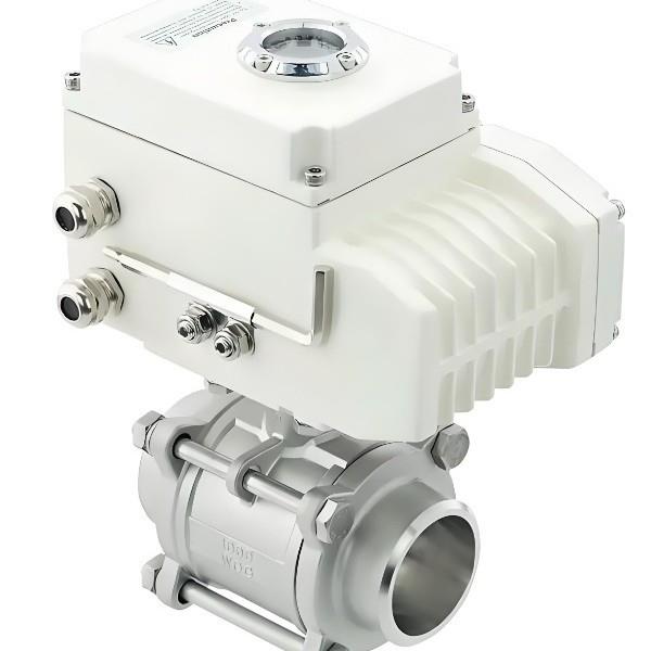 电动三片式球阀Q961F-16P不锈钢焊接开关球阀电动执行器AC220