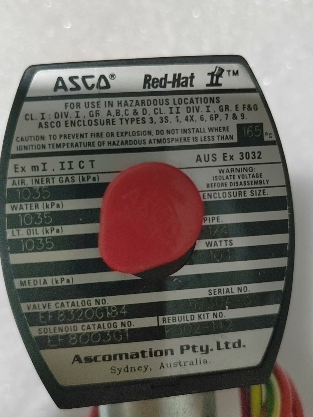 美国ASCO电磁阀EF8320G184，防爆电磁阀EF800