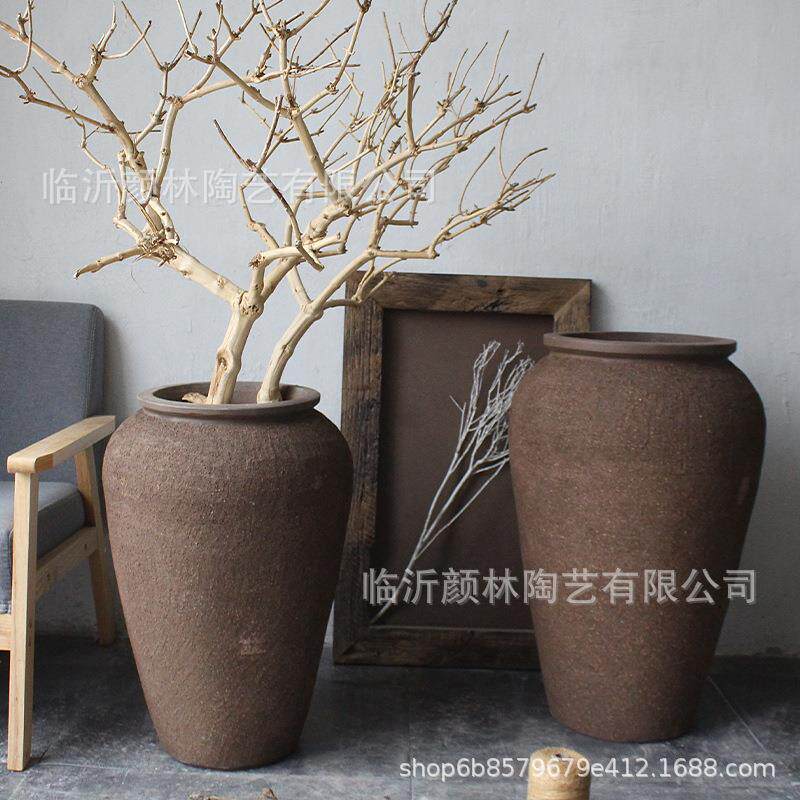 翁陶罐IAW大号粗陶落地观陶器中式花瓶复古大瓶花瓶约高瓶罐简景