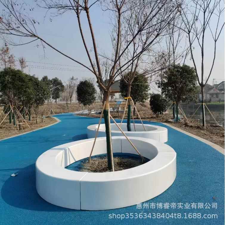 户外围树座椅玻璃钢特色树池公园种植池商场休闲椅子美陈长条凳子