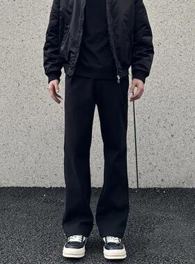 潮流穿搭休闲弯刀男裤显高显瘦百搭腿型修身高弹高街大码长裤jG