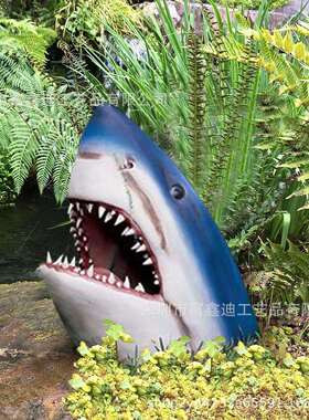 Great White Shark Garden Art鲨鱼摆件鲨鱼树脂摆件大白鲨艺术品