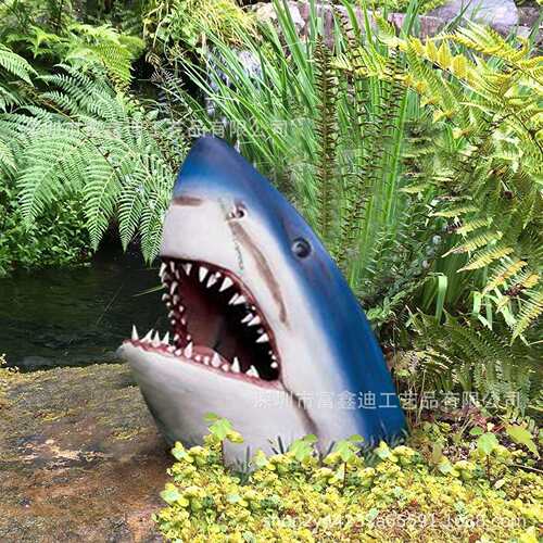 Great White Shark Garden Art鲨鱼摆件鲨鱼树脂摆件大白鲨艺术品