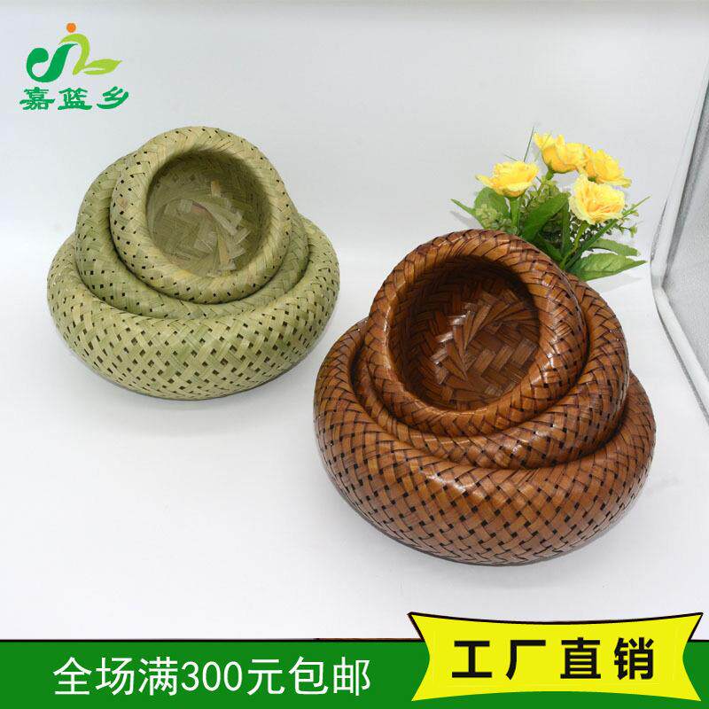 手工竹编双层鸡蛋篮子编织鸟巢镂空透气馒头筐收纳厨房蔬果篮