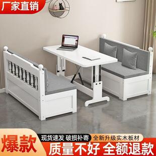 实木沙发床多功能可伸缩小户型客厅带书桌一体两用储物床阳台卡座