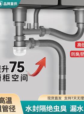 老式厨房不锈钢水槽单双槽防臭下水器洗菜碗盆水池下水管排水管
