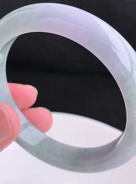 圈口57翡翠镯子飘花正品紫罗兰玉镯缅甸天然A货宽手镯 53.60g