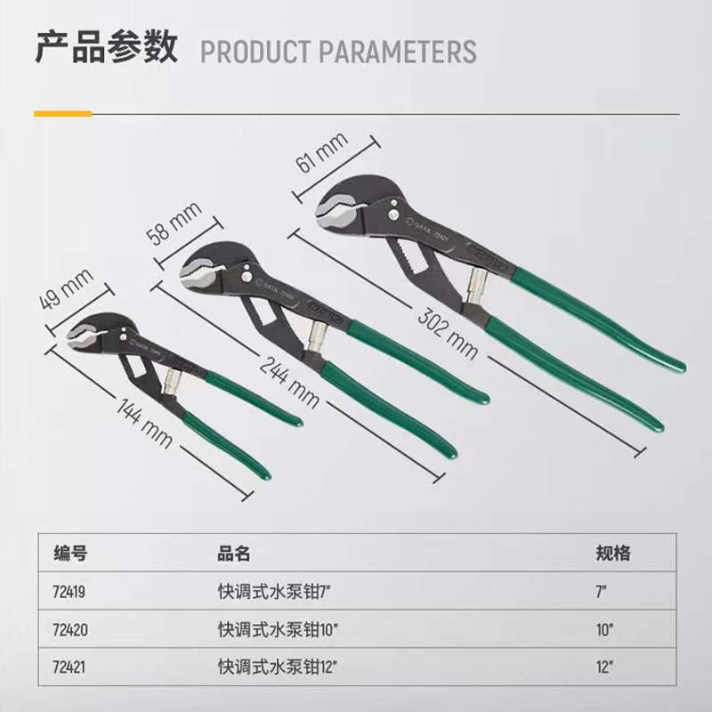 世达72419水泵钳72420水管钳大口钳管子钳扳手大嘴万能扳手 72421