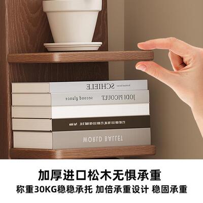 墙实木书架落地置物架床边柜展示窄隐形室收纳架卧储柜物SJ020204