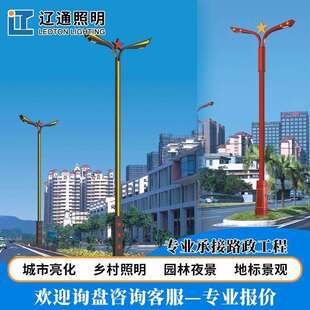 LED市电路灯8 12m城市户外防水市政道路照明高杆灯单双臂路灯