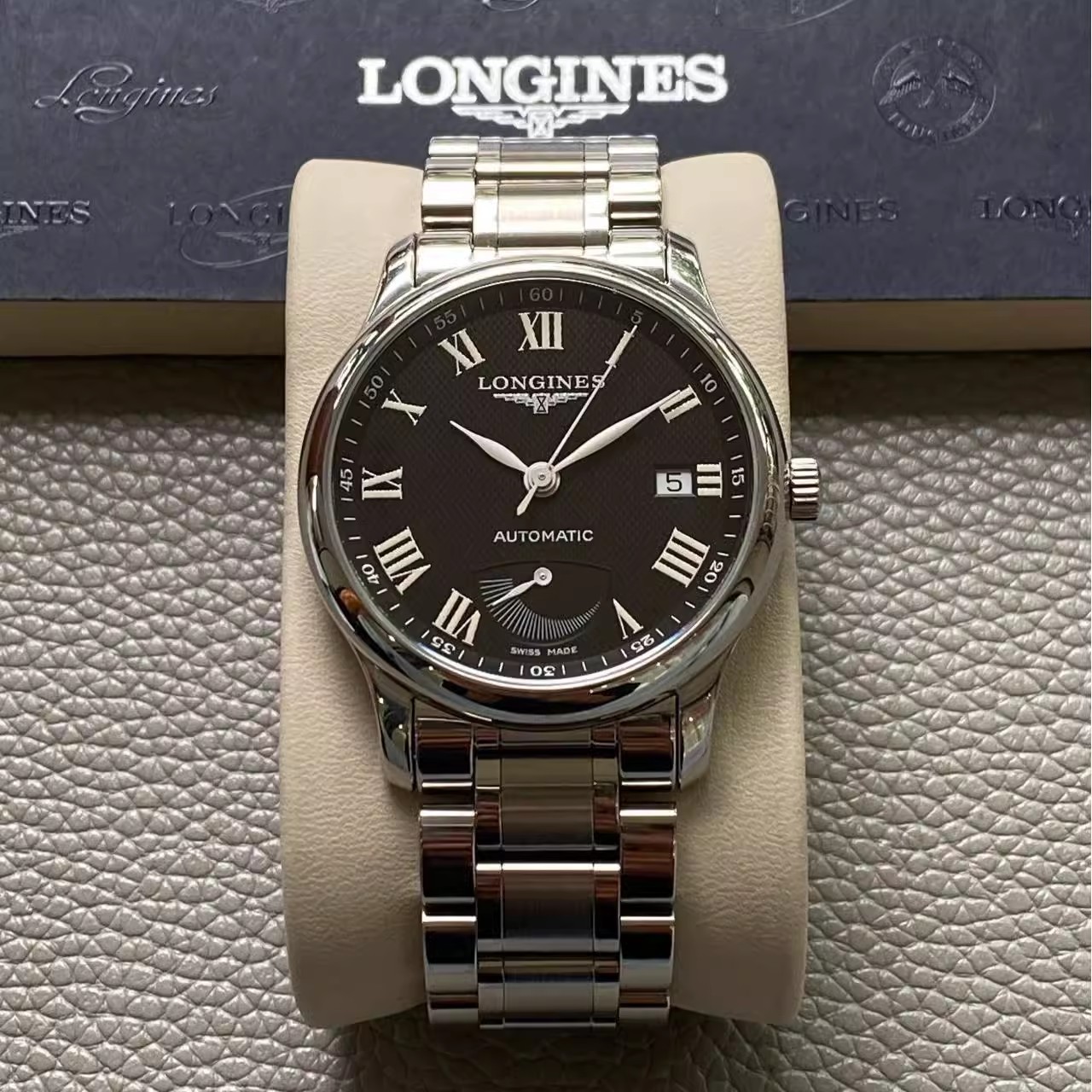 好价9.8新 浪琴名匠大嘴精钢自动机械腕表动储男表L2.708.4.51.6