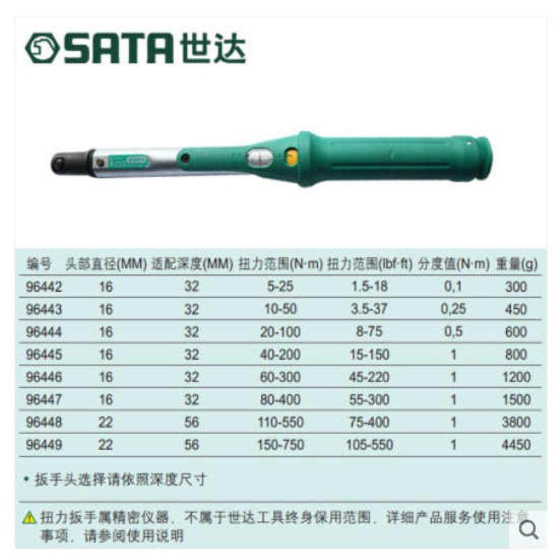 世达G系列可换头预置式扭力扳手96442 96443 96444 96445 96449