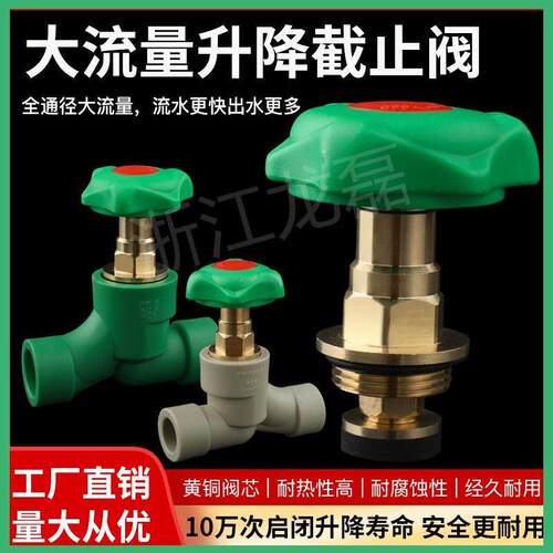 新款大流量PPR截止阀升降式精品20/25铜阀芯ppr阀门水管闸阀水阀