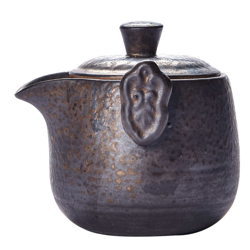 鎏金铁锈釉手抓壶盖碗泡茶壶单壶家用陶瓷功夫茶具单人壶防烫窑变,餐饮具,茶壶,淘宝优惠券,粉丝福利购,淘宝优惠卷