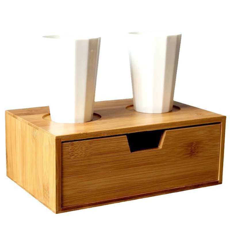 台品牙刷耗竹木置洗漱用品物洗脸客房牙酒店架竹盒盒单层抽屉式杯