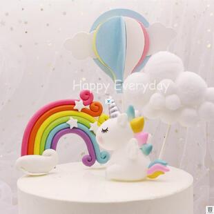 Wedding Rainbow Flags Birthday Topper Unicorn Cake