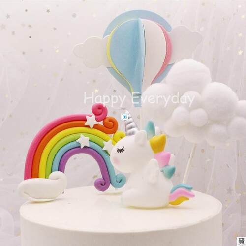 Rainbow Unicorn Cake Topper Birthday Wedding Cake Flags