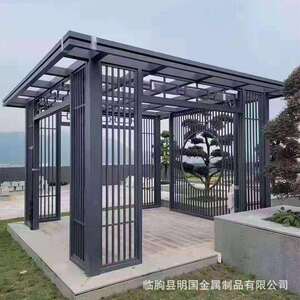 新中式凉亭 别墅花园防雨凉亭户外庭院 电动翻转百叶铝合金凉亭