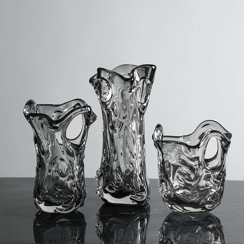 高档琉璃花瓶摆件客厅玻璃家居轻奢花器创意透明洞洞水培装饰花瓶