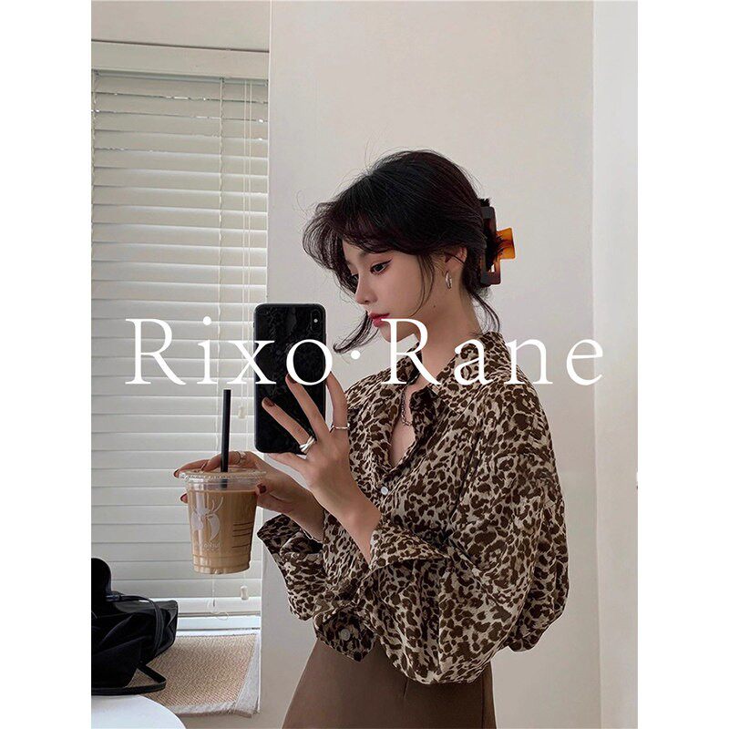 法国Rixo Rane 飒美推荐法式豹纹衬衫设计感小众雪纺复古上衣女