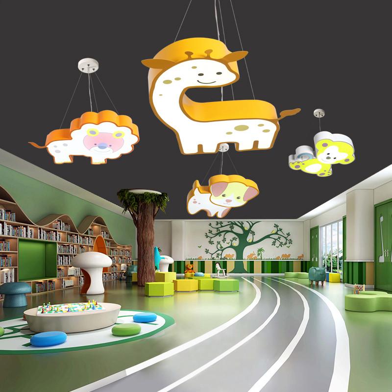 创意卡通狮子小马动物造型灯幼儿园教室走廊培训机构儿童乐园吊灯