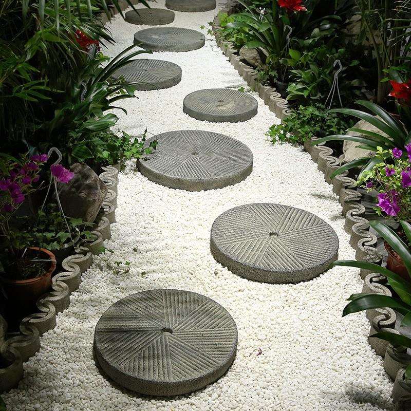 踏步石花园草坪垫脚石仿石磨园林汀步石户外防滑地砖中式庭院造景