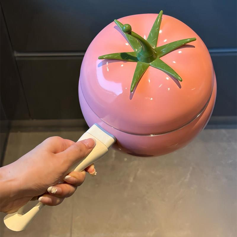 创意西红柿小奶锅辅食锅可爱泡面锅一人食番茄螺蛳粉专用不粘锅