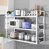 壁挂式 厨房置物架水池上镂空沥水碗盘加厚不锈钢方管墙上护围栏架