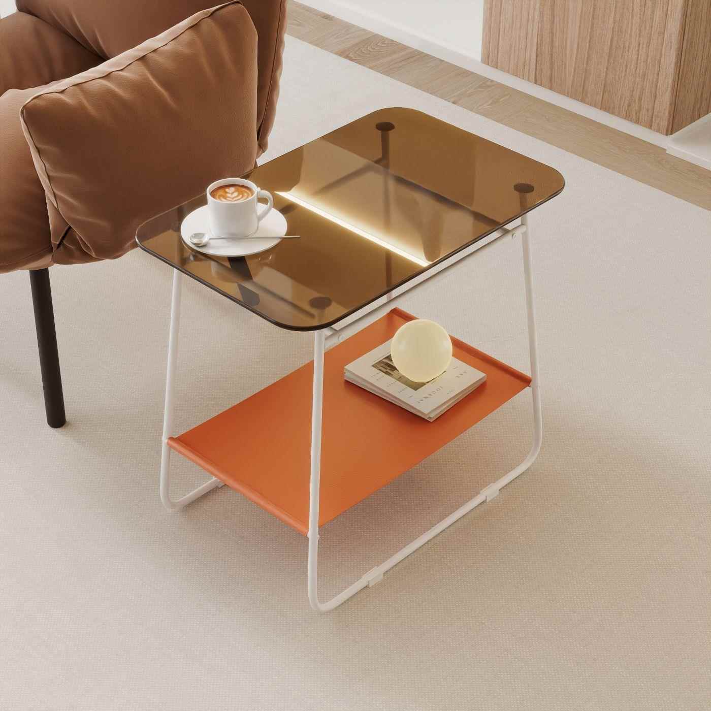 简约边几小户型家用钢化玻璃小茶几客厅沙发角几床头置物架边柜