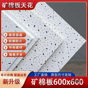 矿棉板吊顶600x600办公室装饰天花板吸音降噪防潮防火满天垒德株