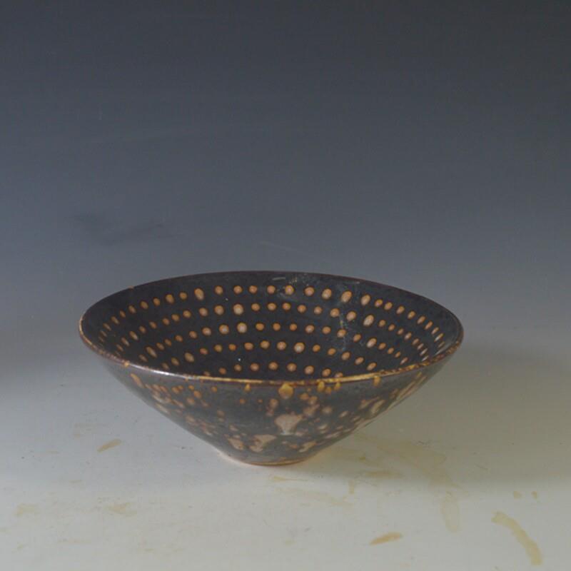 仿古瓷器 复古吉窑风碗格 满天董星斗笠碗 茶碗州 酒 古NXD古玩收