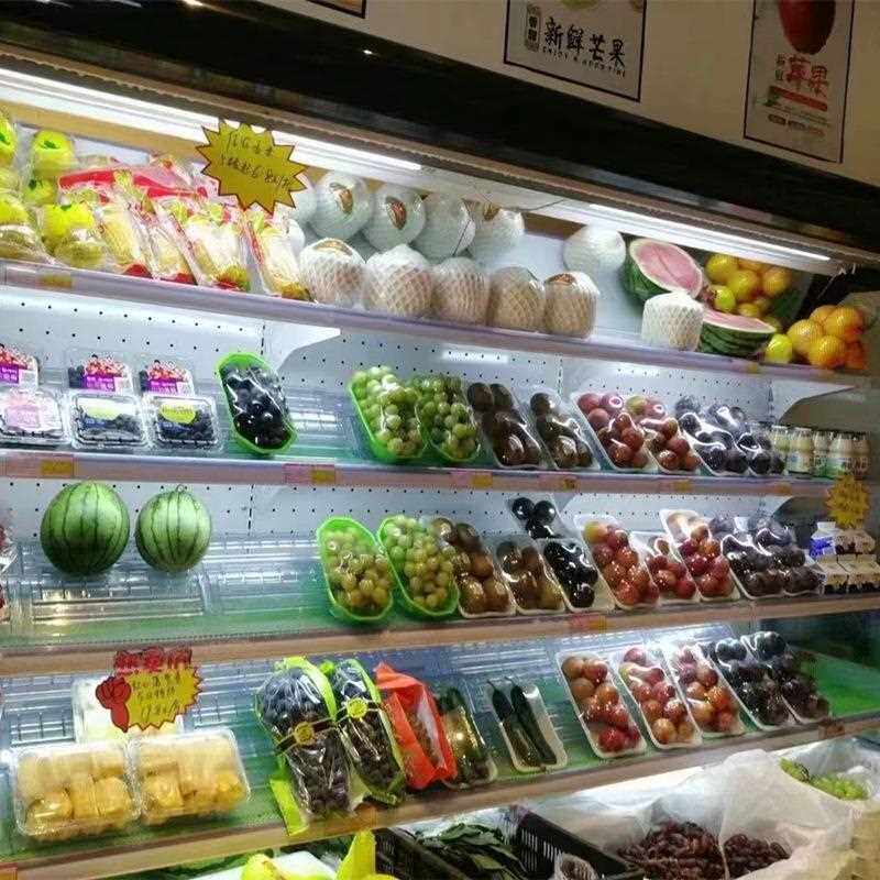 超市冷柜陈列道具透明生鲜塑料风幕柜垫板三层水果蔬菜陈列台展示