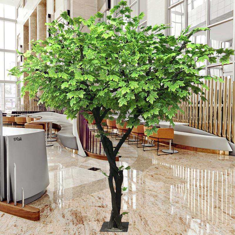 直销仿真绿枫树红枫树假树大型植物室内客厅酒店广场卖场婚庆装饰