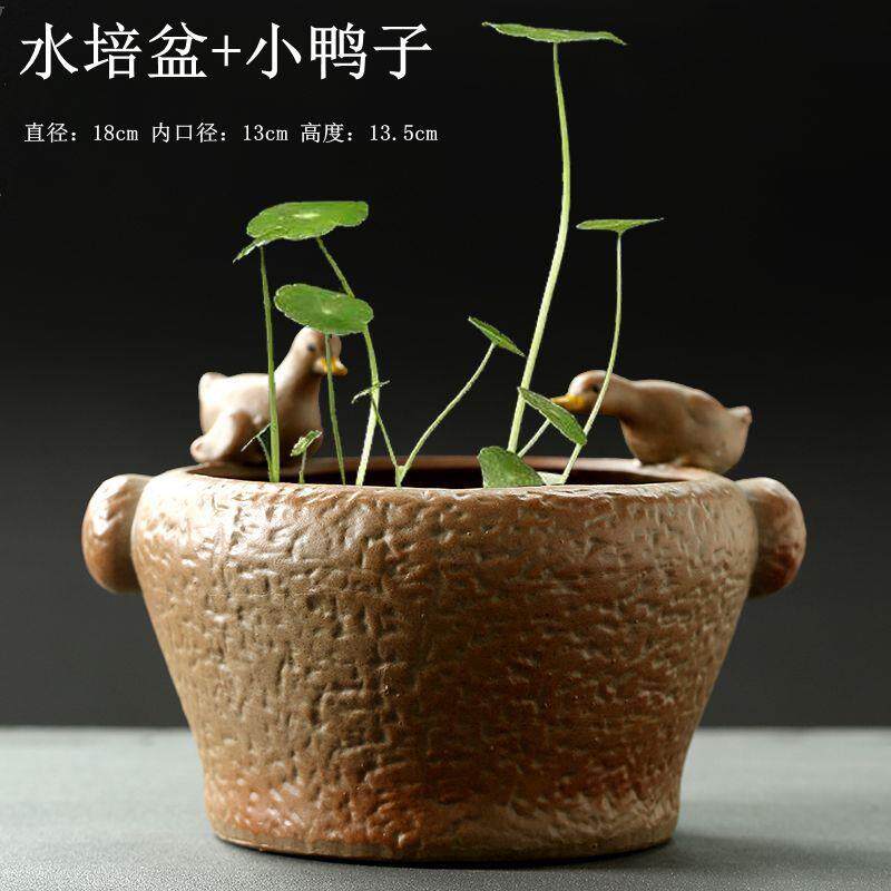 陶瓷琅璃绿萝水培粗陶小和尚创意挂壁花盆酒店铜钱草手工