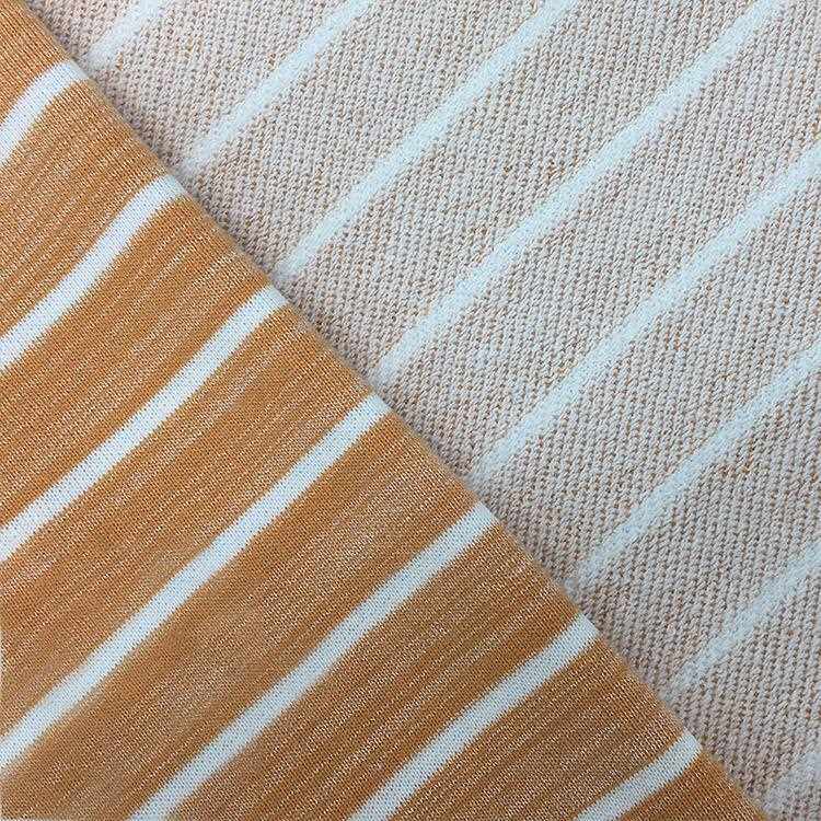 新款直销32s纯棉条纹卫衣面料 全棉条纹鱼鳞毛圈布 秋冬保暖色织