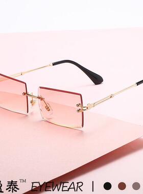 时尚无框方形太阳镜的男人，女人太阳眼镜