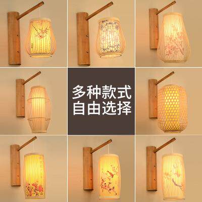 新中式壁灯中国风酒店走廊卧室床头灯具客厅餐厅过道禅意竹艺灯饰